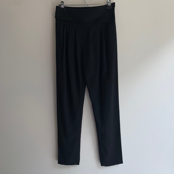 Aritzia Wilfred Tuxedo Pant High fold over Waist Straight leg Trouser Black - Picture 6 of 16